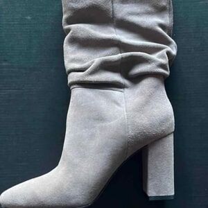 Banana Republic Light Gray Suede Heeled Boots